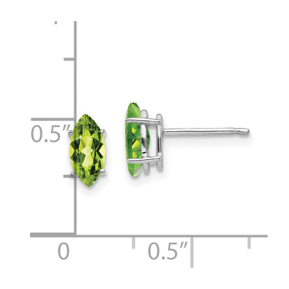 14K Weißgold Peridot-Marquise-Ohrstecker, 8x4mm