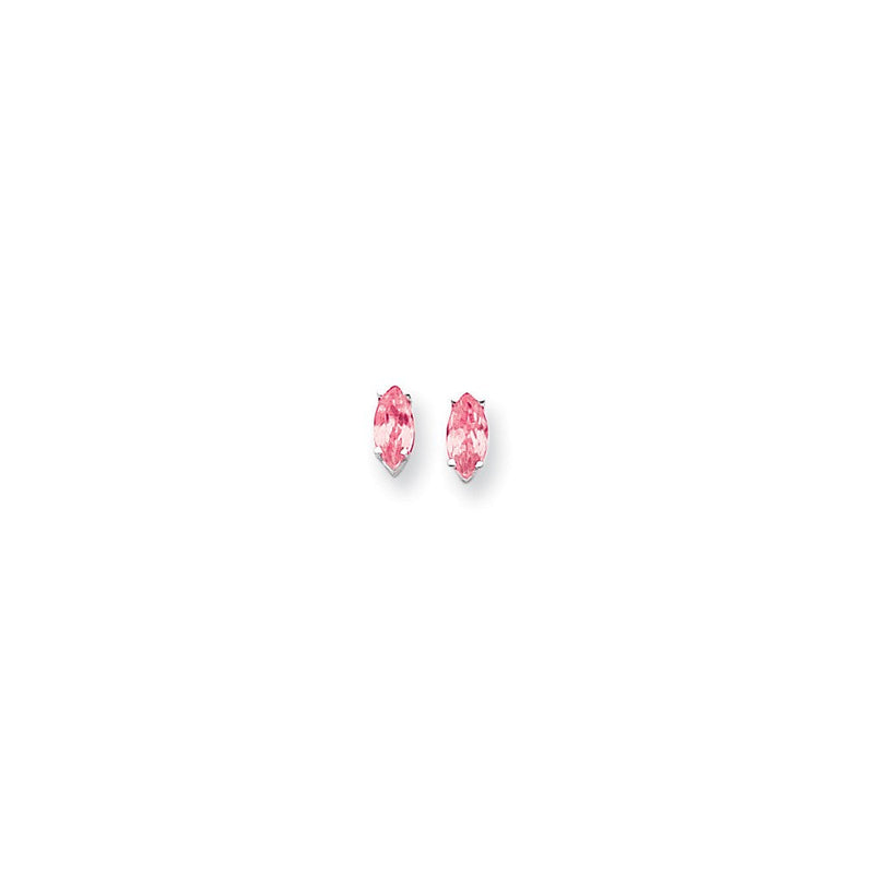 14K Weißgold Ohrringe mit 8x4 mm Marquise-Rosa-Turmalin