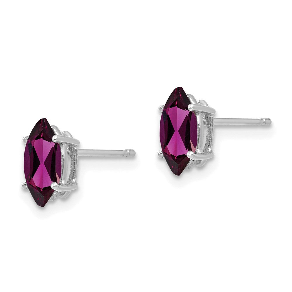 14K Weißgold Rhodolith-Granat-Marquise-Ohrstecker, 8x4 mm