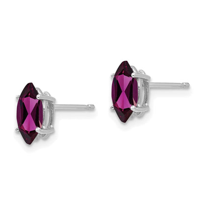 14K Weißgold Rhodolith-Granat-Marquise-Ohrstecker, 8x4 mm