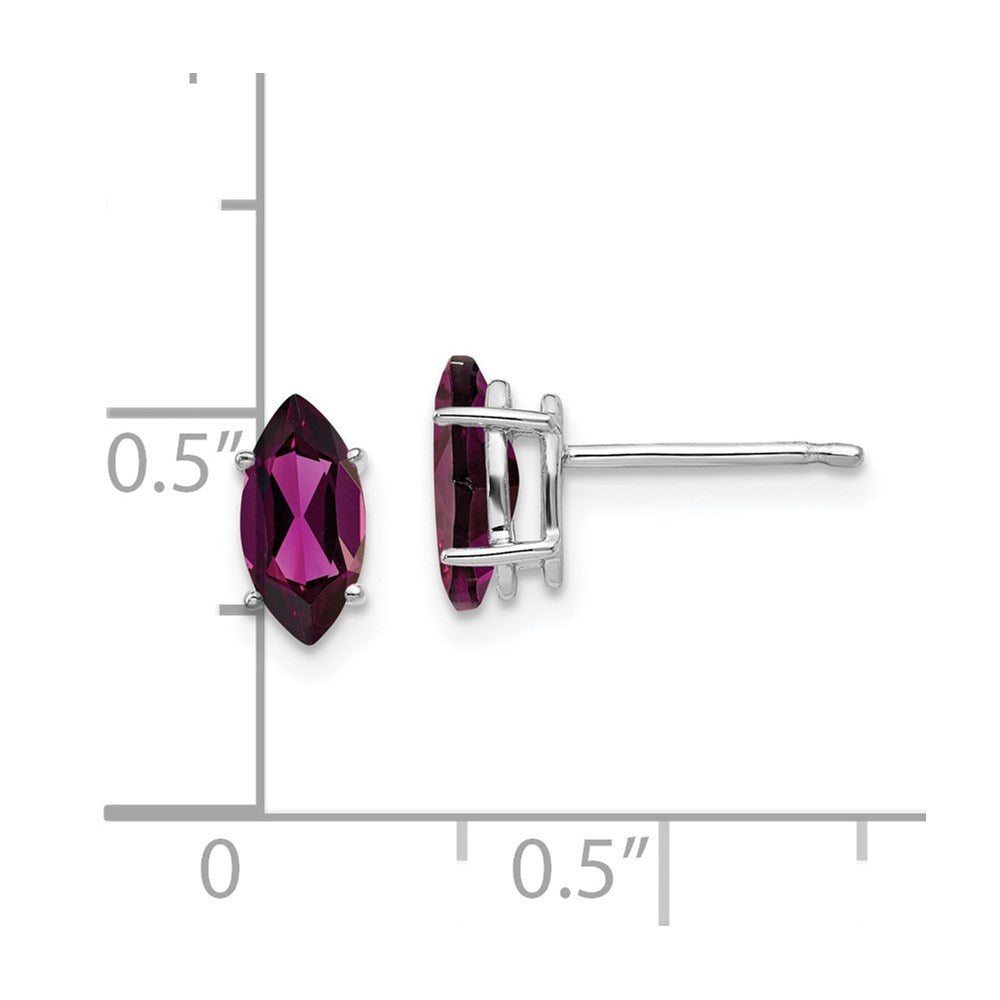 14K Weißgold Rhodolith-Granat-Marquise-Ohrstecker, 8x4 mm