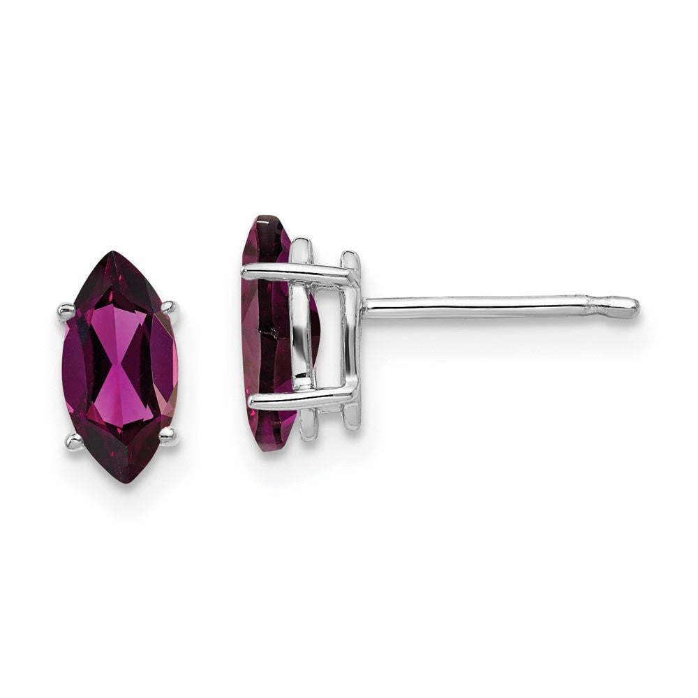 14K Weißgold Rhodolith-Granat-Marquise-Ohrstecker, 8x4 mm