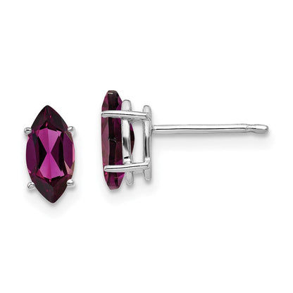 14K Weißgold Rhodolith-Granat-Marquise-Ohrstecker, 8x4 mm