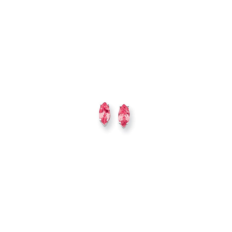 14K Weißgold Ohrringe mit Marquise-Rosa-Saphiren, 8x4 mm