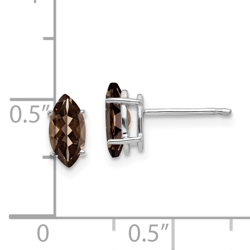 14K Weißgold Ohrringe mit 8x4 mm marquiseförmigem rauchgelbem Golden-Quartz