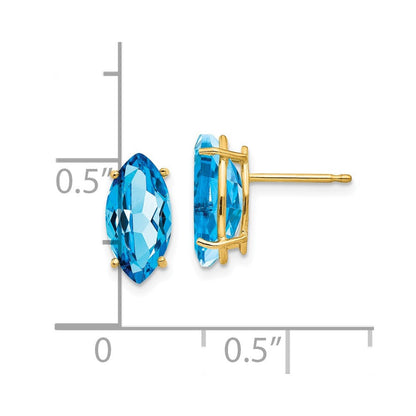 14K Gelbgold Ohrstecker mit Blautopas im Marquise-Schliff