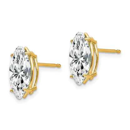 14K Gelbgold Ohrringe mit 10x5 mm Zirkonia im Marquise-Schliff