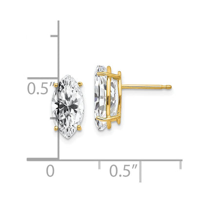 14K Gelbgold Ohrringe mit 10x5 mm Zirkonia im Marquise-Schliff