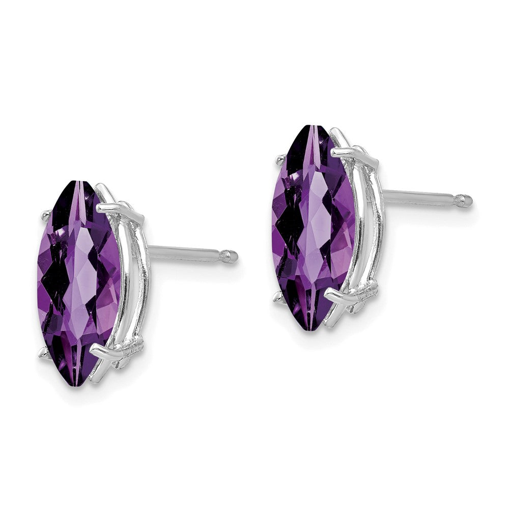14K Weißgold Ohrstecker mit 10x5 mm Amethyst-Marquise
