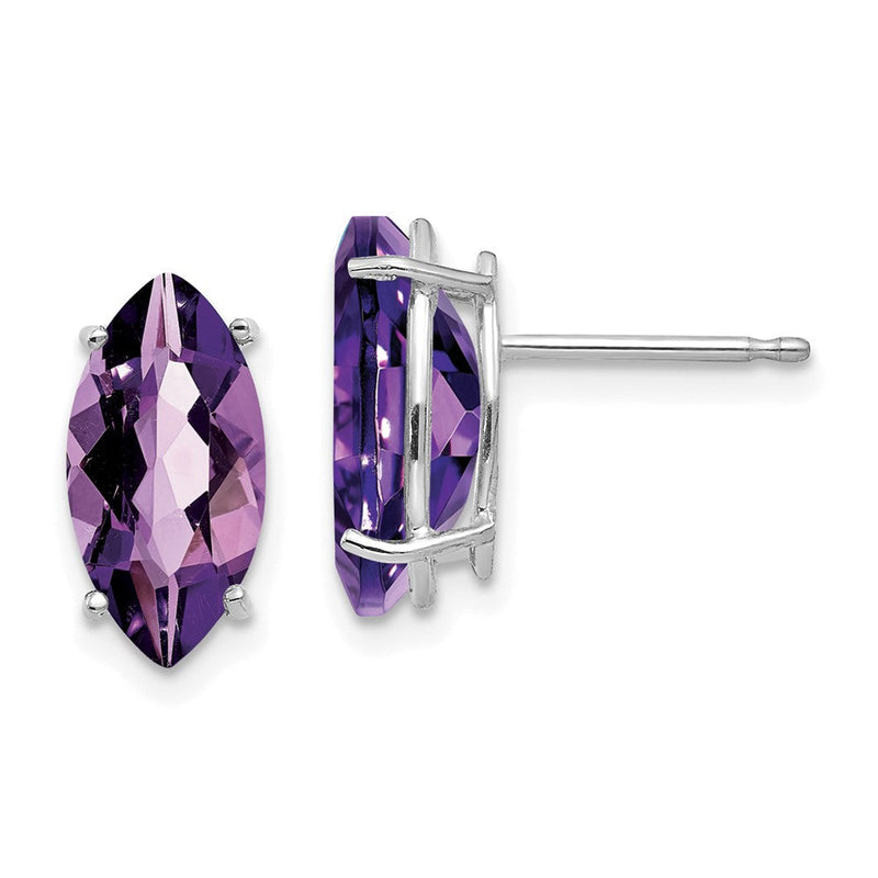 14K Weißgold Ohrstecker mit 10x5 mm Amethyst-Marquise