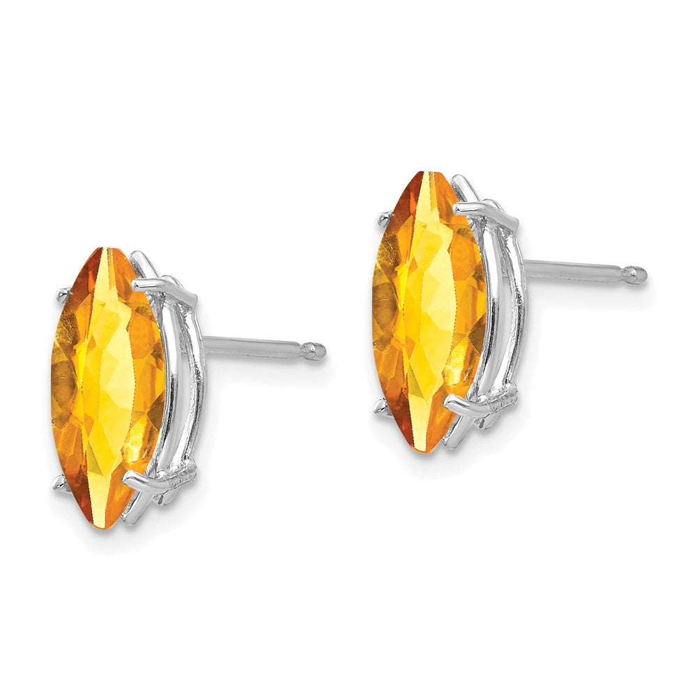14K Weißgold Ohrringe mit Citrin im Marquise-Schliff, 10x5 mm