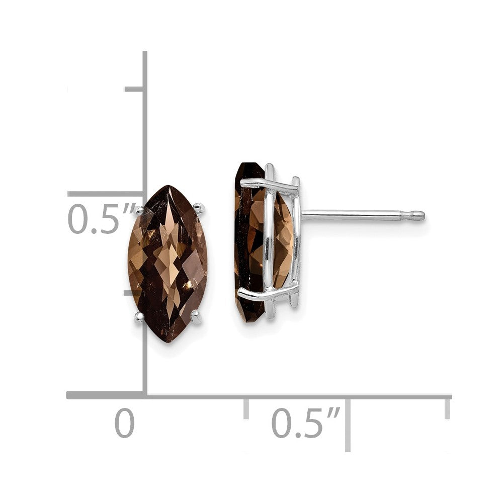 14K Weißgold Ohrringe mit 10x8 mm marquiseförmigem Karo-Schliff Rauchquarz und Citrinquarz
