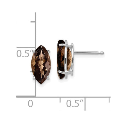 14K Weißgold Ohrringe mit 10x8 mm marquiseförmigem Karo-Schliff Rauchquarz und Citrinquarz