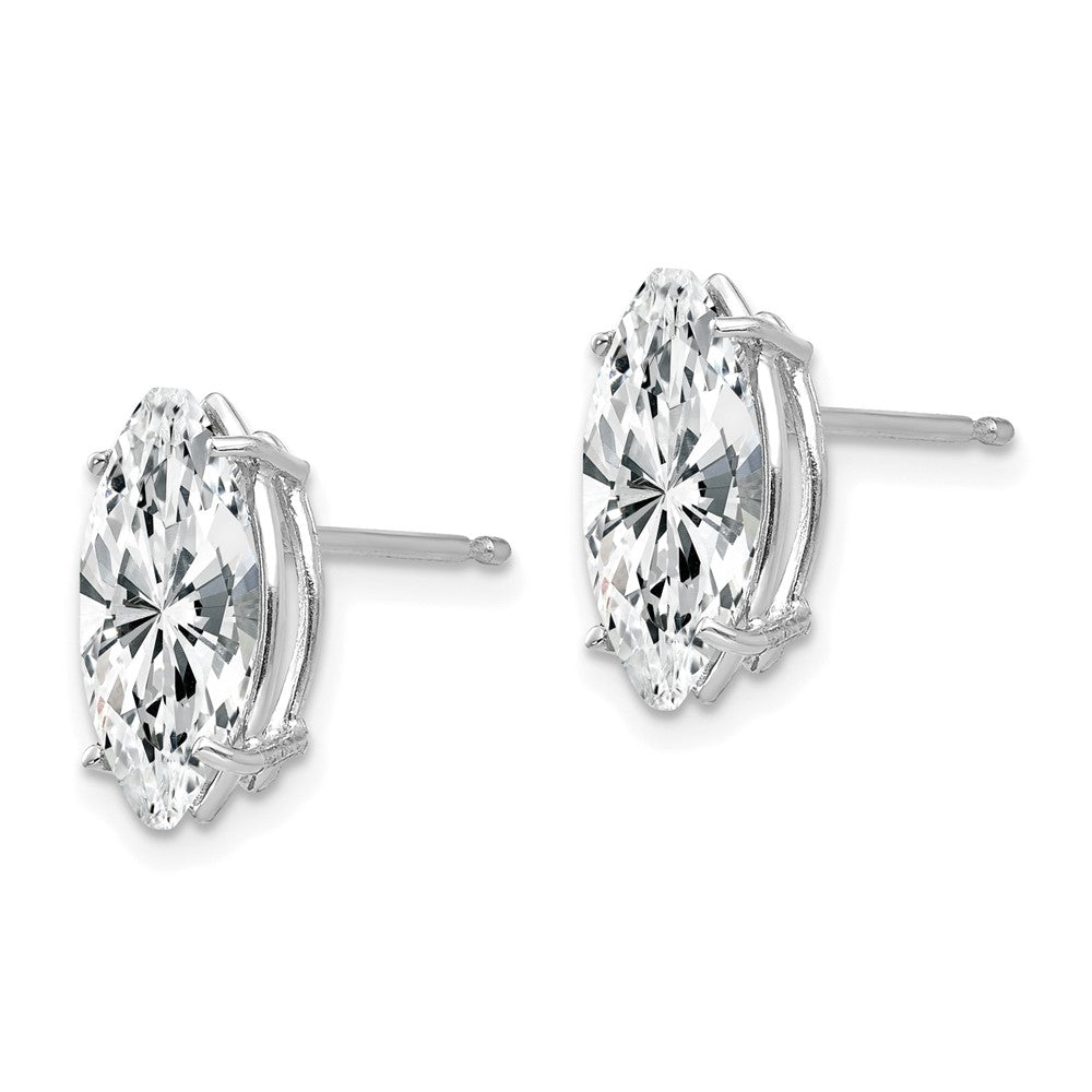 14K Weißgold Ohrstecker mit Zirkonia im Marquise-Schliff, 10 x 5 mm