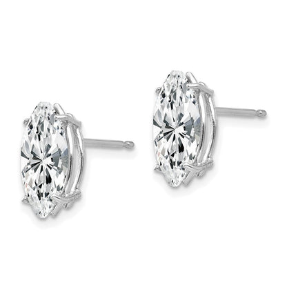 14K Weißgold Ohrstecker mit Zirkonia im Marquise-Schliff, 10 x 5 mm