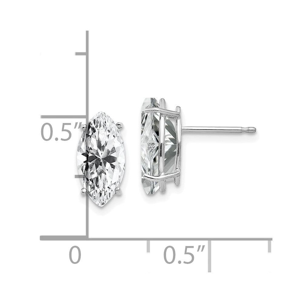 14K Weißgold Ohrstecker mit Zirkonia im Marquise-Schliff, 10 x 5 mm