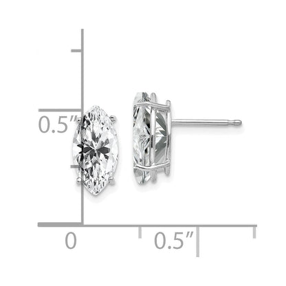 14K Weißgold Ohrstecker mit Zirkonia im Marquise-Schliff, 10 x 5 mm