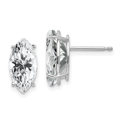 14K Weißgold Ohrstecker mit Zirkonia im Marquise-Schliff, 10 x 5 mm
