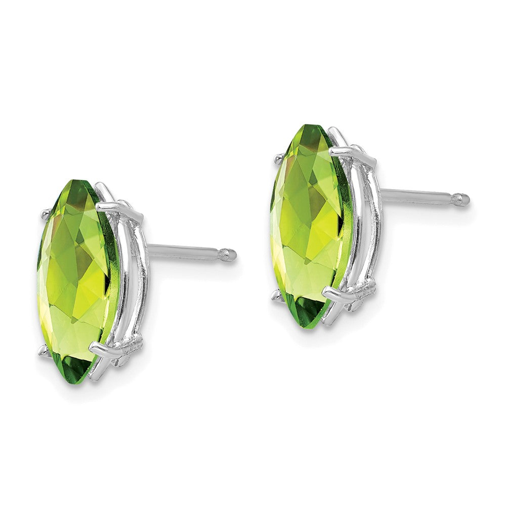 14K Weißgold Ohrstecker mit Peridot-Marquise, 10 x 5 mm