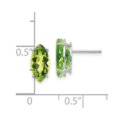 14K Weißgold Ohrstecker mit Peridot-Marquise, 10 x 5 mm