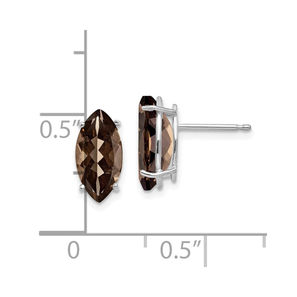 14K Weißgold Ohrringe mit marquiseförmigem Rauchquarz und Citrin, 10 x 5 mm