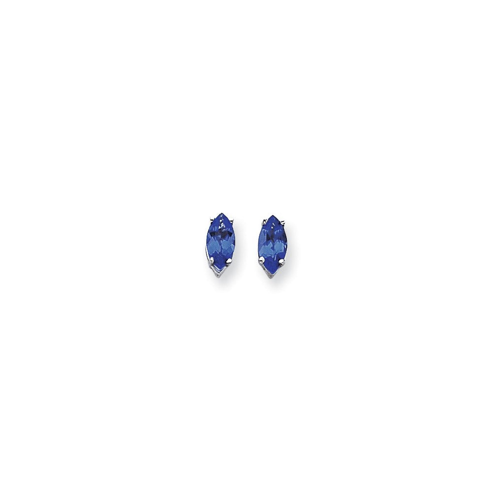14K Weißgold Ohrringe mit 10x5 mm Marquise-Saphiren