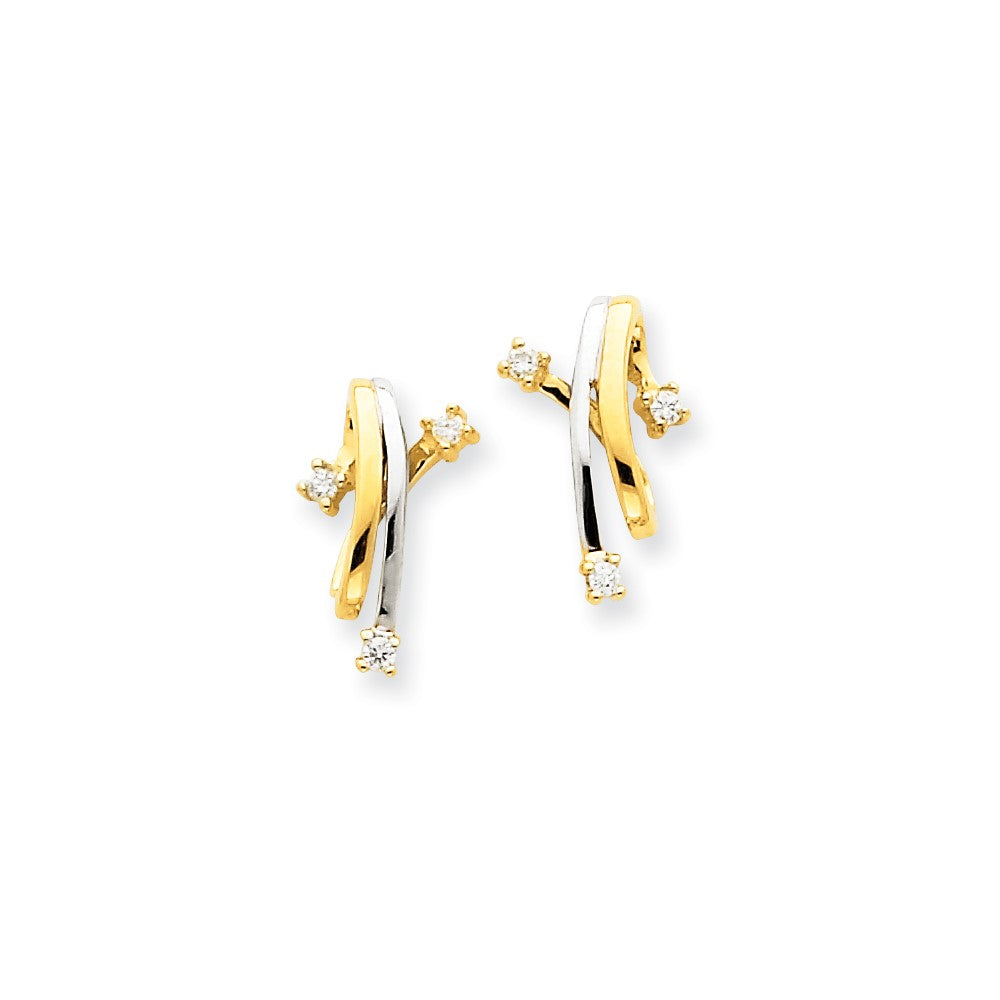 14K Gelbgold & Rhodium Ohrringe mit echten Diamanten