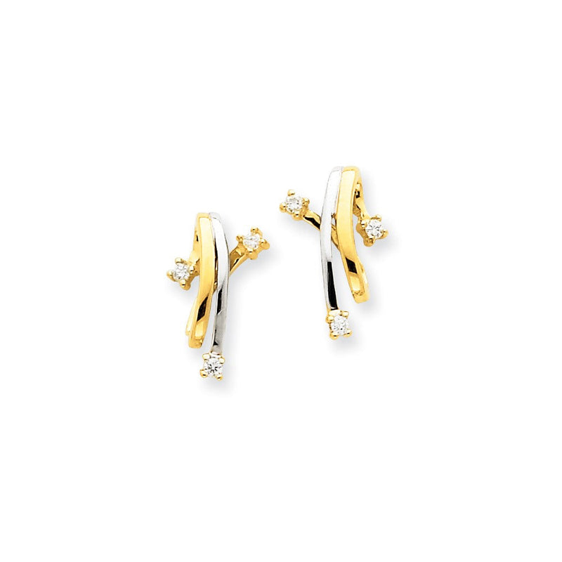 14K Gelbgold & Rhodium Ohrringe mit echten Diamanten