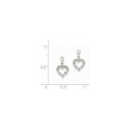 14K Weißgold Ohrringe mit echten Diamanten in Herzform