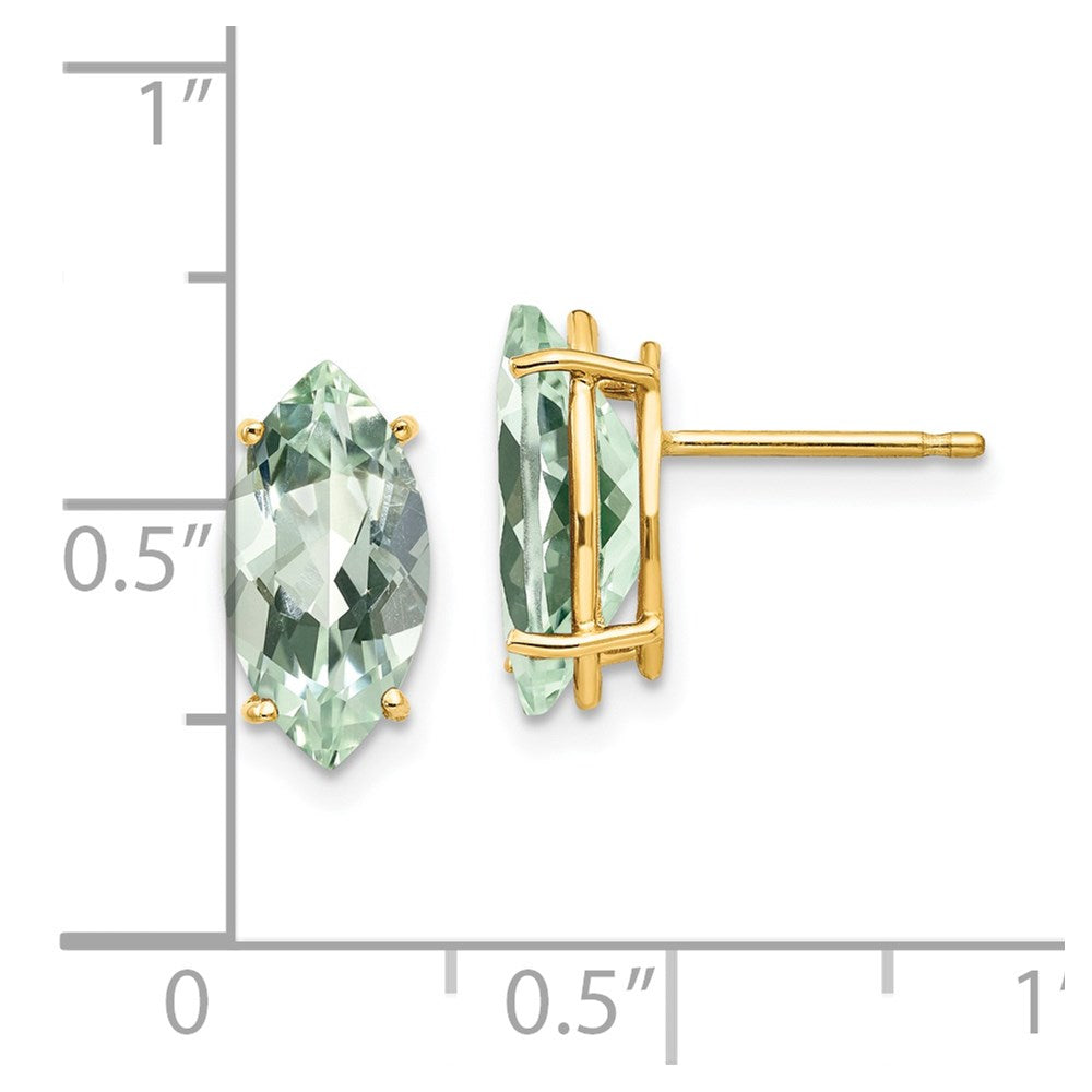 14K Gelbgold Ohrringe mit 12x6 mm Marquise-Grünquarz