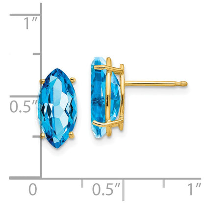 14K Gelbgold Ohrringe mit Blautopas im Marquise-Schliff, 12x6mm