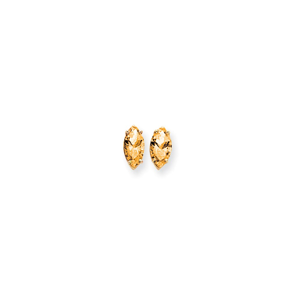 14K Gelbgold Ohrringe mit Citrin im Marquise-Schliff, 12x6mm