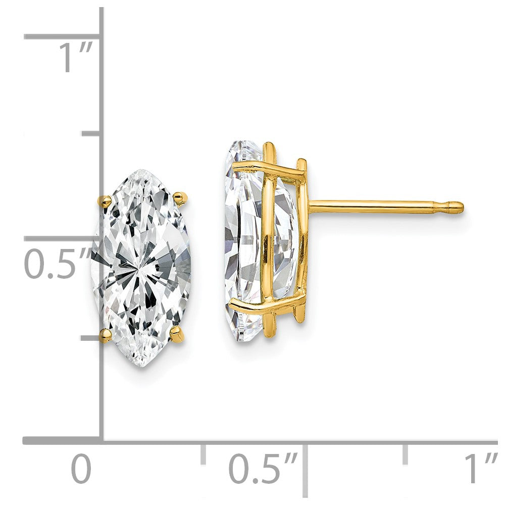 14K Gelbgold Ohrringe mit 12x6 mm Marquise-Zirkonia