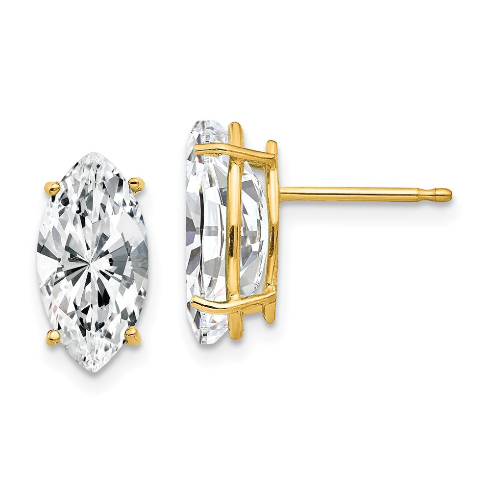 14K Gelbgold Ohrringe mit 12x6 mm Marquise-Zirkonia