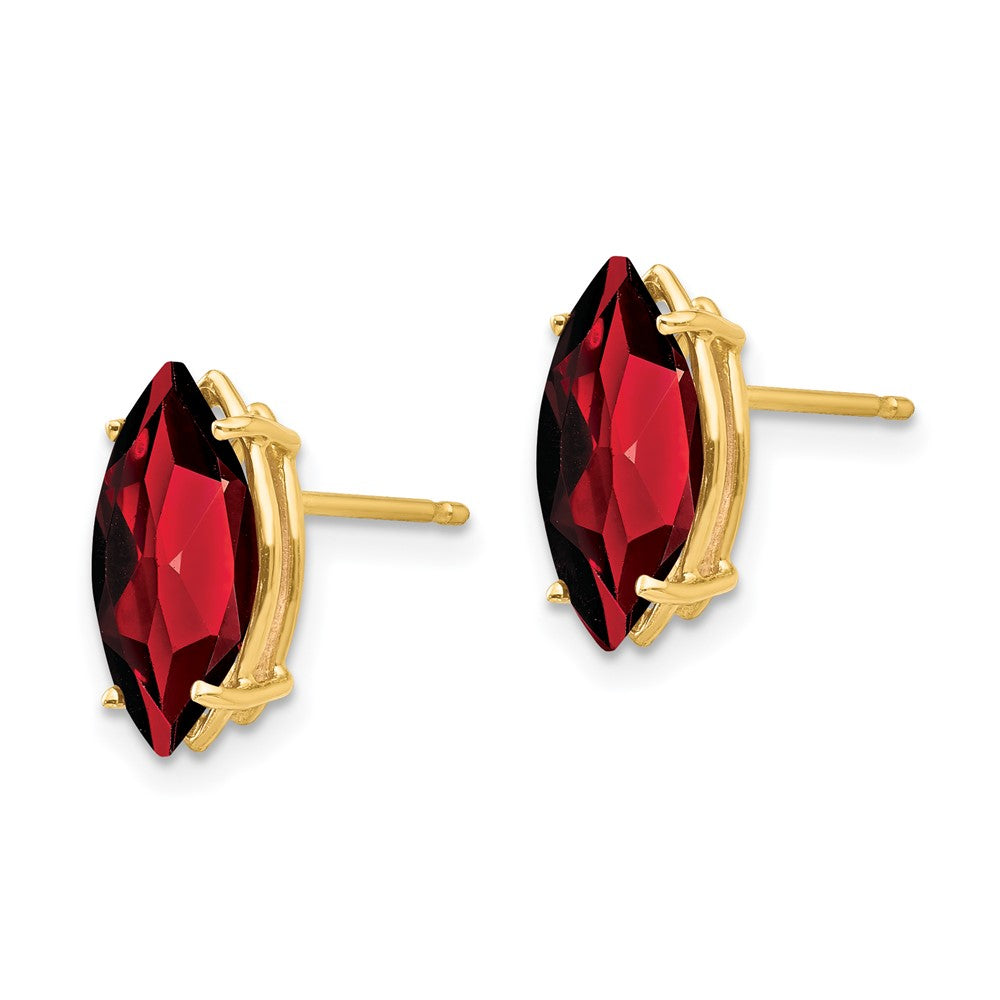 14K Gelbgold Ohrstecker mit Granat, Marquise-Schliff