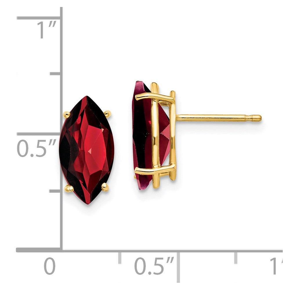 14K Gelbgold Ohrstecker mit Granat, Marquise-Schliff