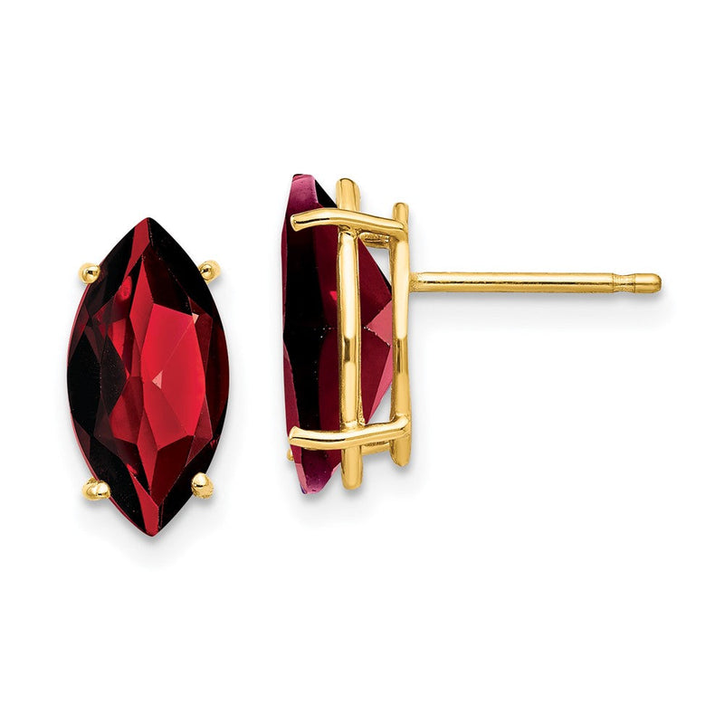 14K Gelbgold Ohrstecker mit Granat, Marquise-Schliff
