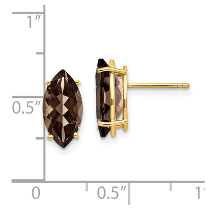 14K Gelbgold Ohrringe mit marquiseförmigem 12x6 Rauchquarz