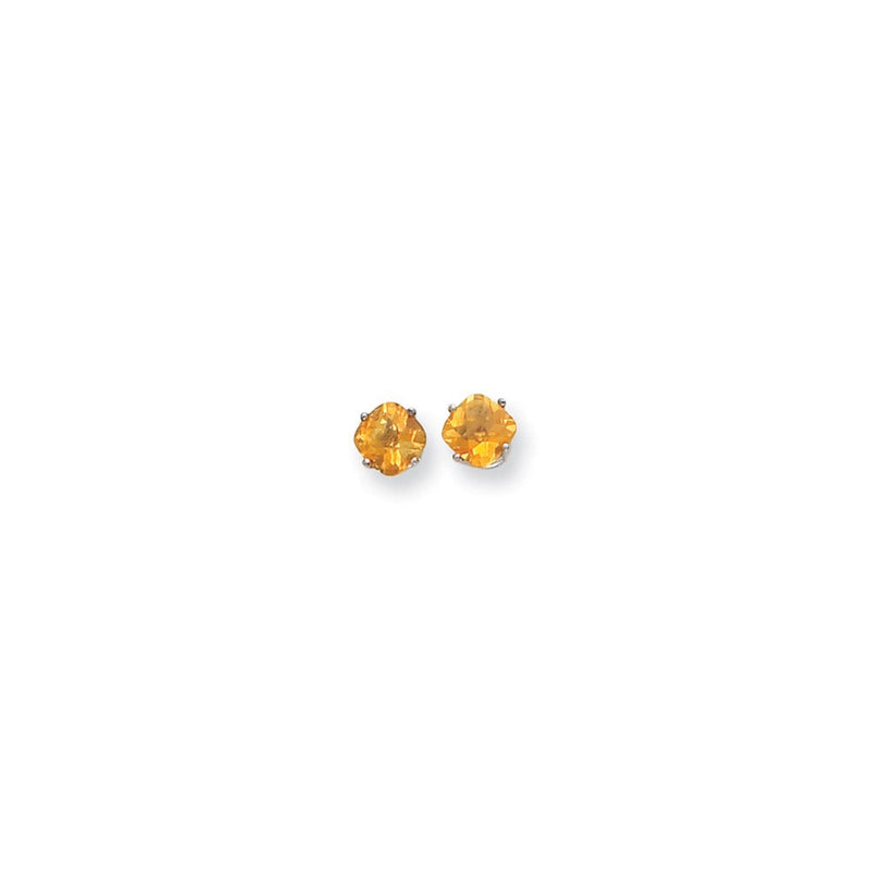 14K Weißgold Ohrringe mit 6x6 mm Kissenschliff-Citrin im Karo-Schliff