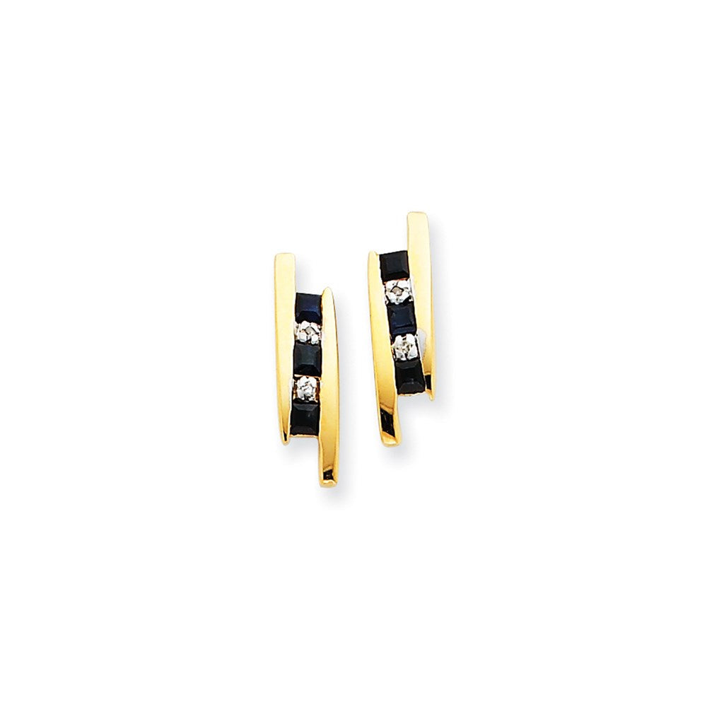 14K Gelbgold Echt Diamant und Saphir Ohrringe