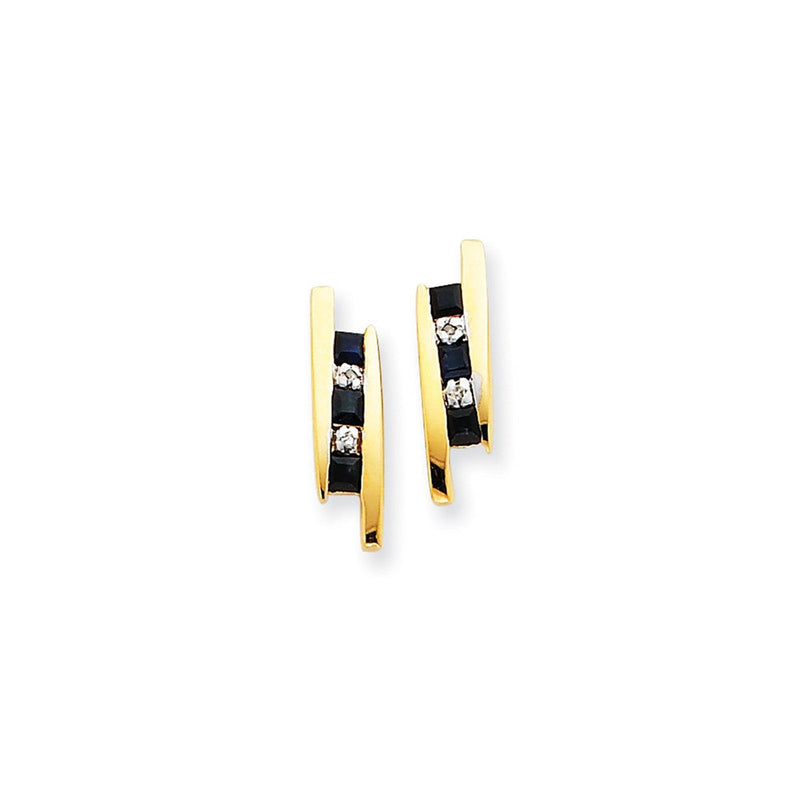 14K Gelbgold Echt Diamant und Saphir Ohrringe