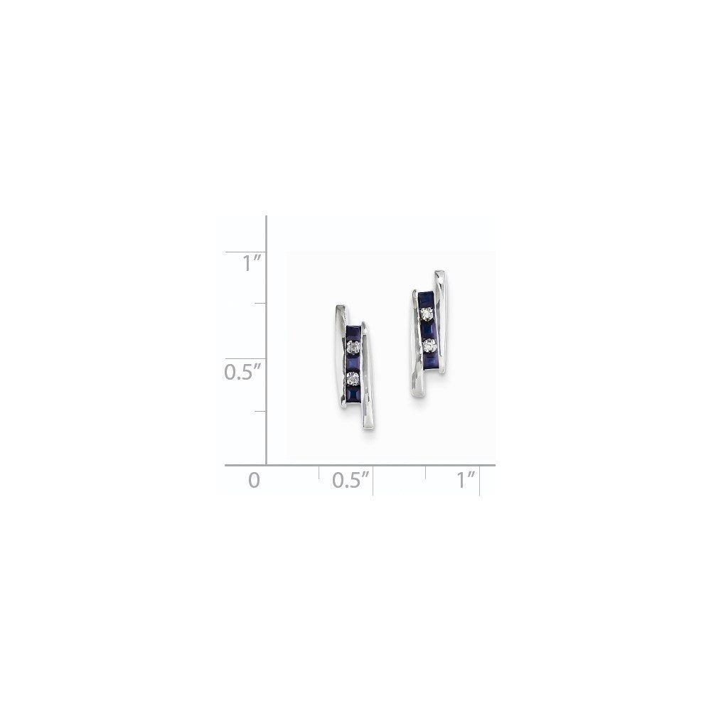 14K Weißgold Echt Diamant und Saphir Ohrringe