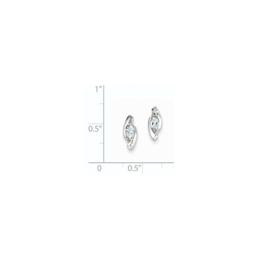 14K Weißgold Echt Diamant und Aquamarin Ohrringe
