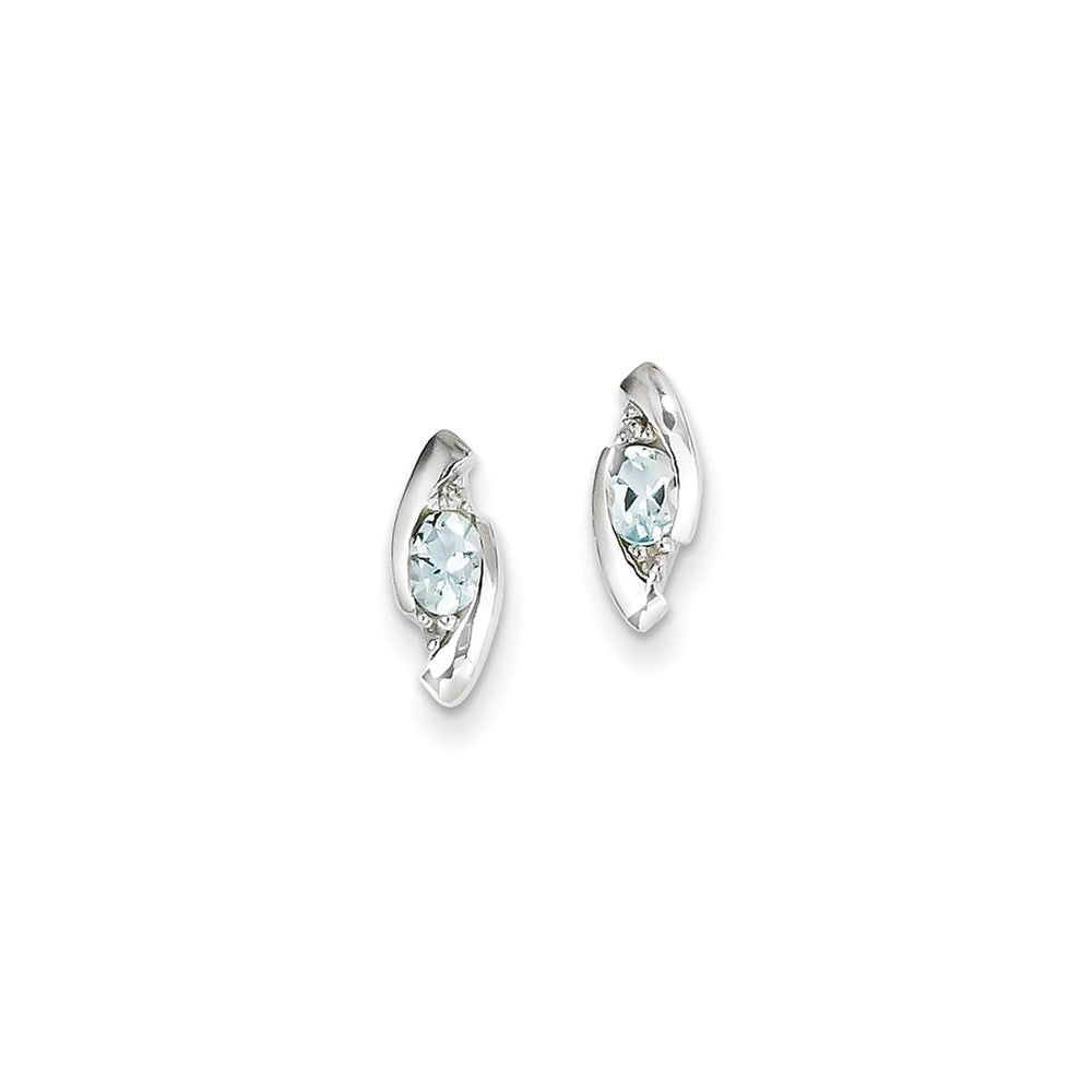 14K Weißgold Echt Diamant und Aquamarin Ohrringe