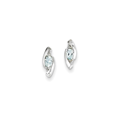 14K Weißgold Echt Diamant und Aquamarin Ohrringe