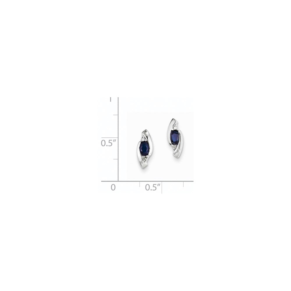 14K Weißgold Echt Diamant und Saphir Ohrringe