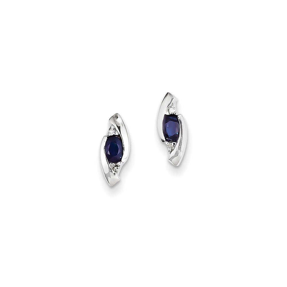 14K Weißgold Echt Diamant und Saphir Ohrringe