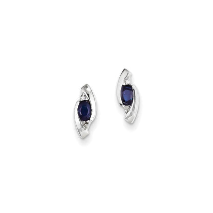 14K Weißgold Echt Diamant und Saphir Ohrringe