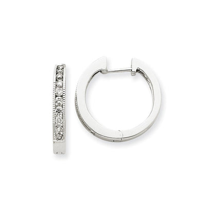 14K Weißgold Creolen mit echten Diamanten
