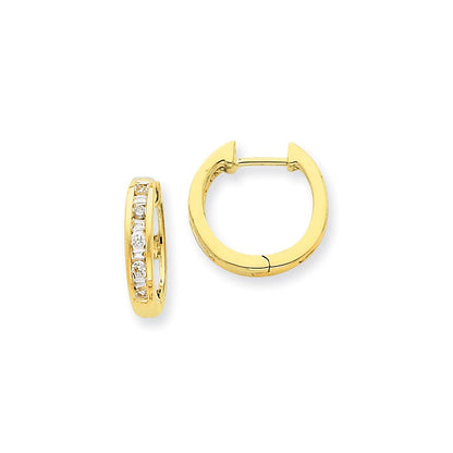 14K Gelbgold Diamant-Creolen mit echten Diamanten